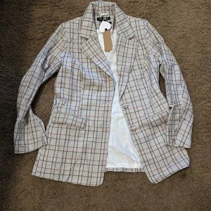 Grey wool check blazer- NWT